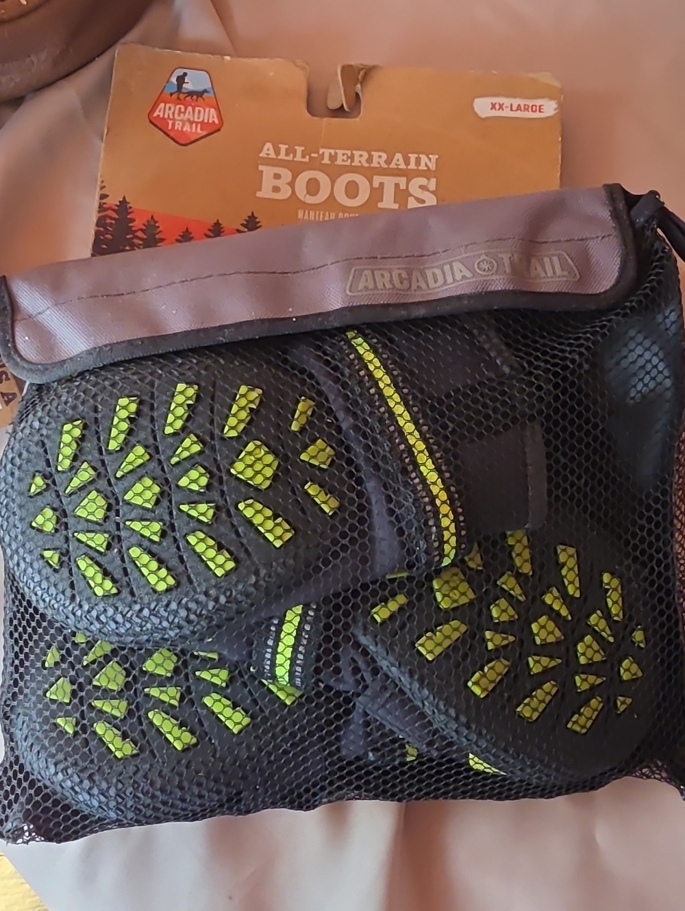 Arcadia Trail All-Terrain Dog Boots in Neon Yellow/Green & Black Sz XXL